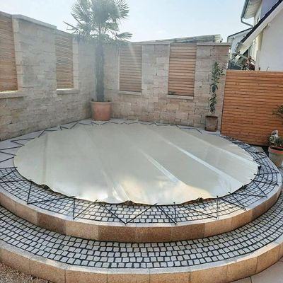 ANKO PLANEN Round Pool Cover Replacement Tarp, PVC Truck Tarpaulin, No Poles, 500 cm Diameter, Blue RAL 5002