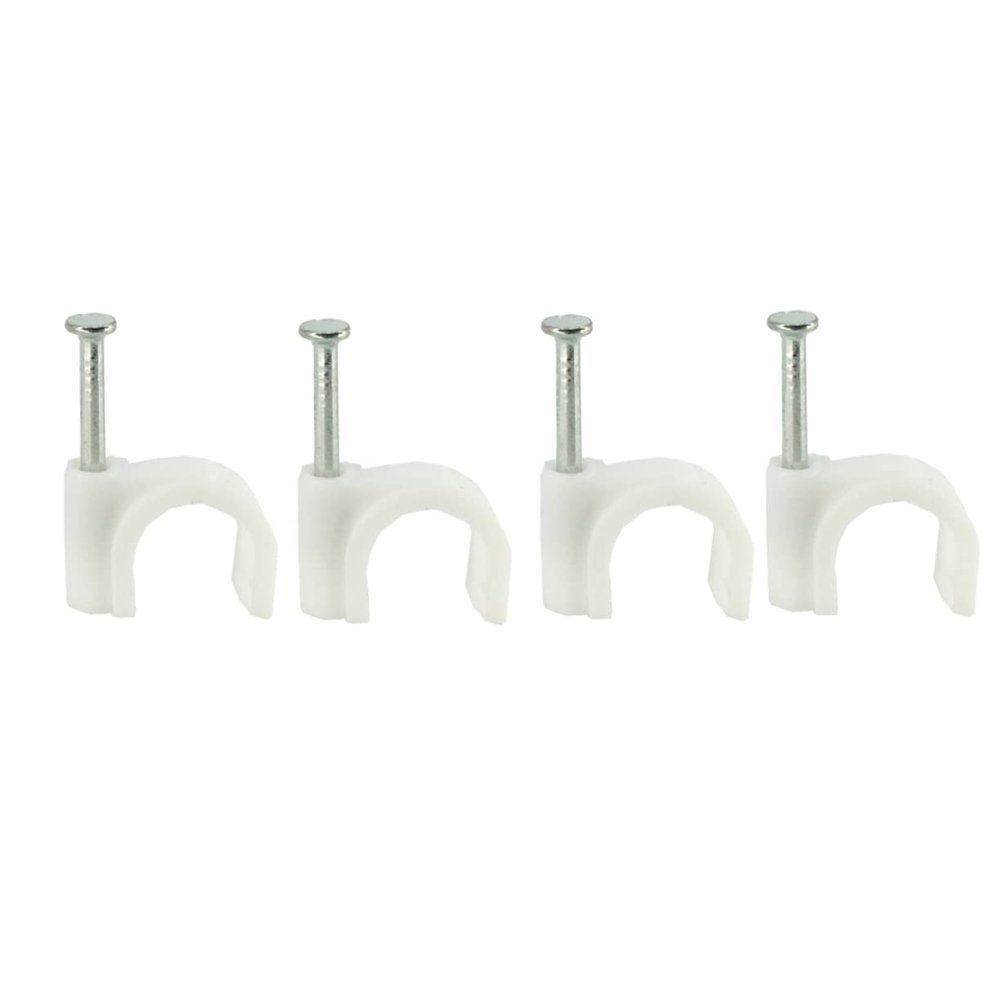 DOITOOL Round PE Cable Clips, 200 Pieces, White Plastic