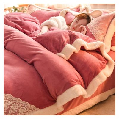 4-Piece Coral Fleece Bedding Set, Winter Double-Sided Velvet Milk Fiber Flannel, Warm and Comfortable (Color: 5, Size: 2.0 m Four-Piece Set)