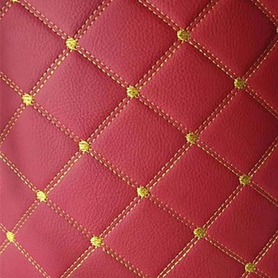 BNALU Quilted Faux Leather Upholstery Fabric with Foam Backing, Diamond Pattern, 1.4 x 8 m, Color 5 Red