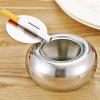 Closable Personalized Round Stainless Steel Ashtray with Lid view 3