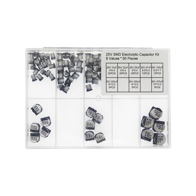 95-Piece 25V SMD Electrolytic Capacitor Kit, 8 Values