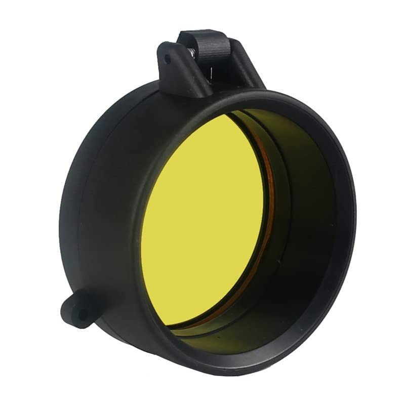 XIBIO 1-Piece 30–69 mm Transparent Flip-Up Riflescope Objective Cover, Yellow, 46 mm