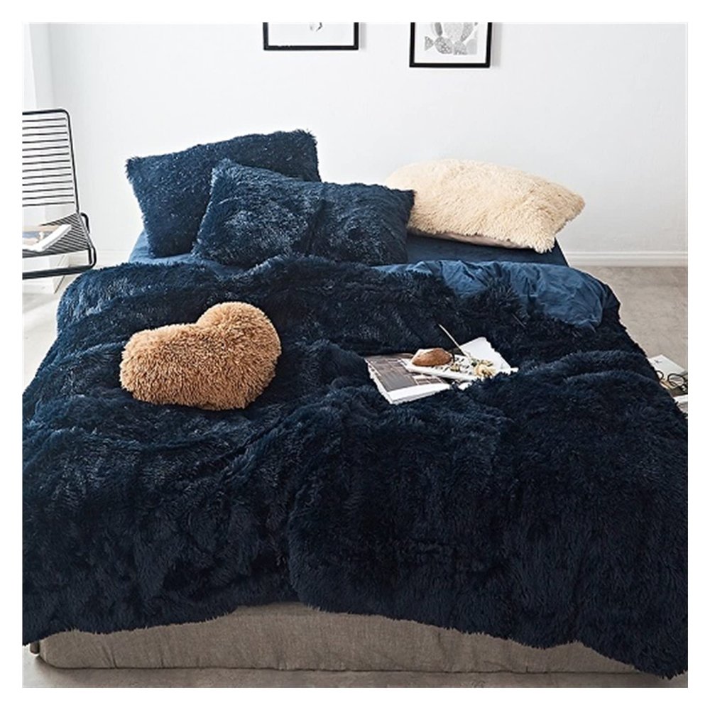 Plush Fleece Duvet Cover Set, King Size, 6 Pieces