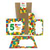 Junaversum 10 Building-Block-Themed Invitations for a Boy’s 5th Birthday, with Envelopes, Bags, Stickers, Bookmarks and Notepads view 1
