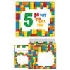 Junaversum 10 Building-Block-Themed Invitations for a Boy’s 5th Birthday, with Envelopes, Bags, Stickers, Bookmarks and Notepads view 2