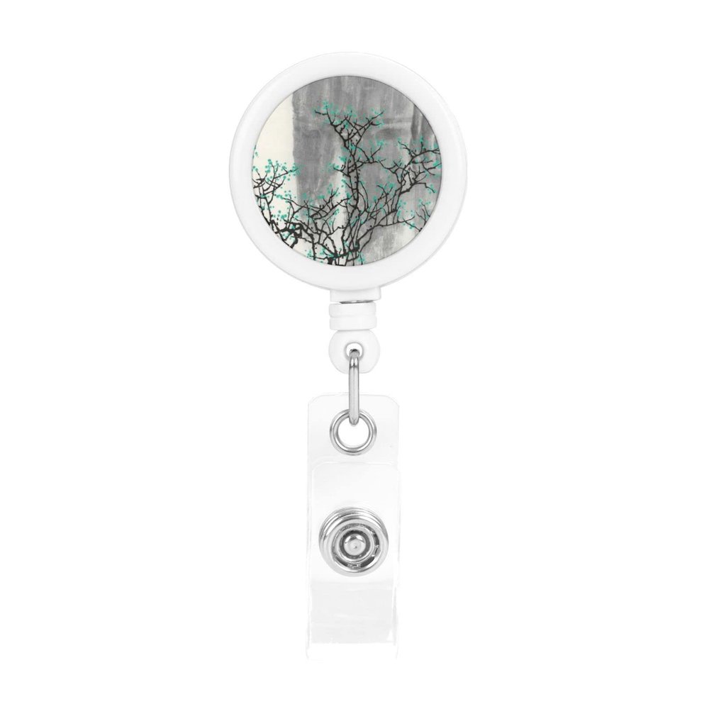 Landscape Painting ABS Retractable ID Badge Holder, 360° Rotating