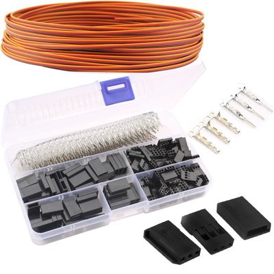 RUNCCI-YUN 60 Sets 3-Pin JR Servo Connector Kit with 5 m Cable, 2.54 mm Futaba-Style Dupont Plugs