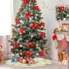 Golden Honeycomb Floral Christmas Tree Skirt, Round Decorative Mat view 4