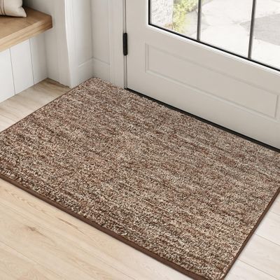 REFETONE Indoor Doormat, 24 x 36 in, Non-Slip, Absorbent, Stain-Resistant, Machine-Washable, Coffee/Brown