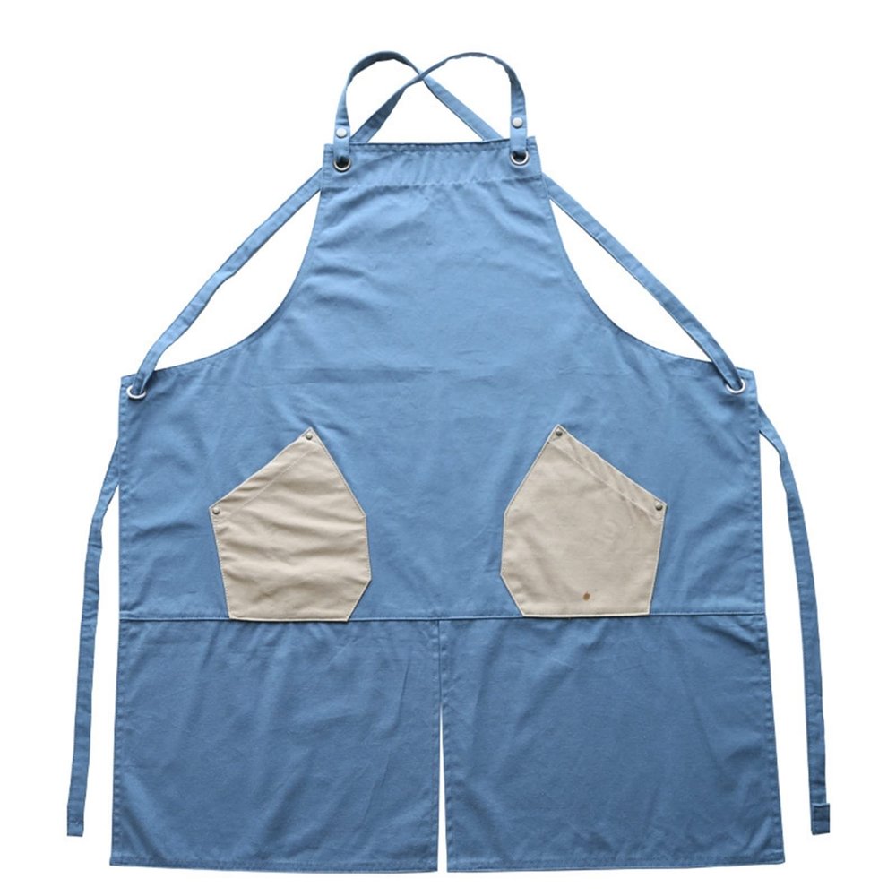 Casual Cotton Apron with Cross-Shoulder Straps, Color H, 84 × 72 cm