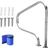 Pool Handrail with Cover, Blue Grip, 304 Stainless Steel, 3-Bend Flanged Stair Rail view 1