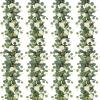 TOCHGREEN 4-Piece Artificial Eucalyptus Garland with White Roses and Baby’s Breath view 1