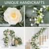 TOCHGREEN 4-Piece Artificial Eucalyptus Garland with White Roses and Baby’s Breath view 3