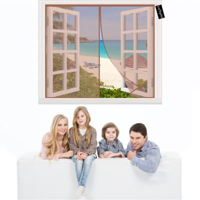 Brown Magnetic Insect Screen for Windows, 110 x 110 cm