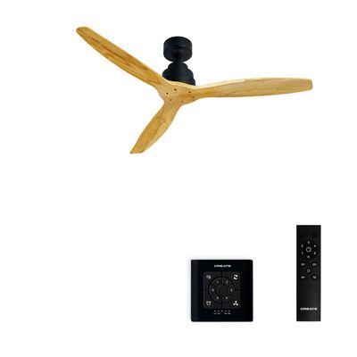 CREATE WINDSTYLANCE NATURAL WOOD Ceiling Fan, Black with Natural Wood Blades