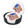 Blood Inside Me Escudo Nacional Del Perú Round Leather Coasters, Stain-Resistant and Heat-Resistant, Desk Protection, 6-Pack, 10.2 cm view 2