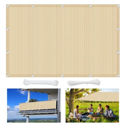 Garden Privacy Screen 3 x 6 m, Breathable and Water-Permeable Sun Shade Sail, Cream