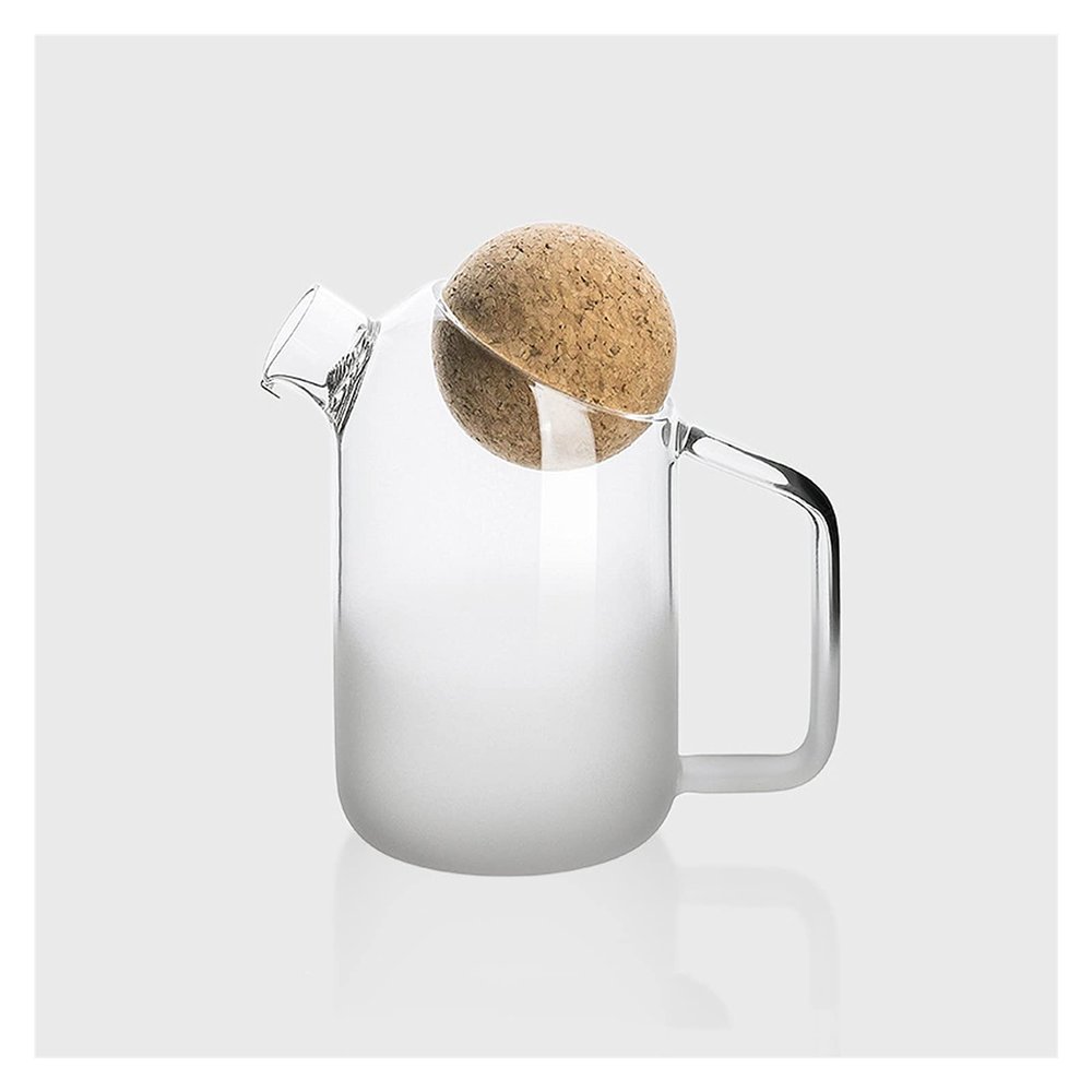 LUCBEI Glass Pitcher with Cork Ball Stopper, Size L