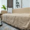 Homxi Sofa Throw for 4-Seater Sofa, Solid-Color Cotton Cover, Khaki, 230 x 340 cm view 3