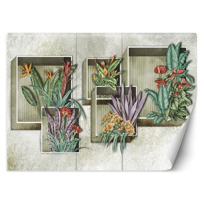 Premium Vinyl Photo Wallpaper, Plants, Leaves & Geometric Design, 450 × 315 cm