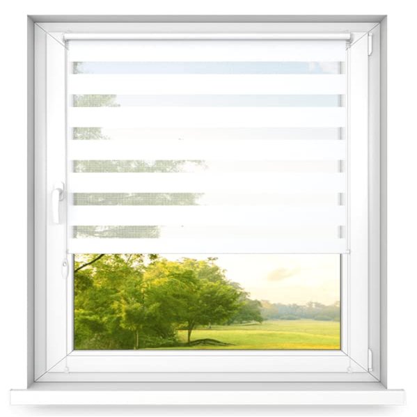 Time4Blinds Day and Night Mini Double Roller Blind, 130 x 190 cm, Classic White, Right