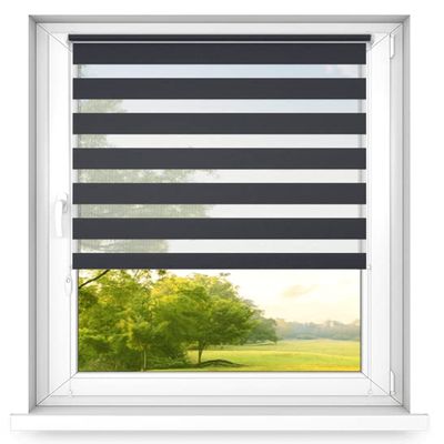 time4blinds Day & Night Mini Double Roller Blind, No-Drill, Anthracite, Right, 80 x 190 cm
