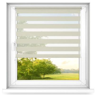 Time4Blinds Day & Night Mini Double Roller Blind, No-Drill, Cream, Right, 50 x 190 cm