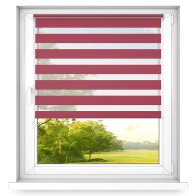 Time4Blinds Day and Night Mini Roller Shade, No-Drill, Red, Left, 60 x 140 cm