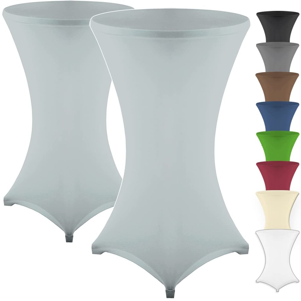 Gräfenstayn Diana 2-Pack Stretch Standing Table Covers, OEKO-TEX, Gray, 60–65 cm