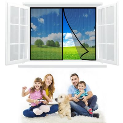 Magnetic Window Insect Screen 225 x 155 cm, Automatic Closing, No-Drill Adhesive Mounting, Black