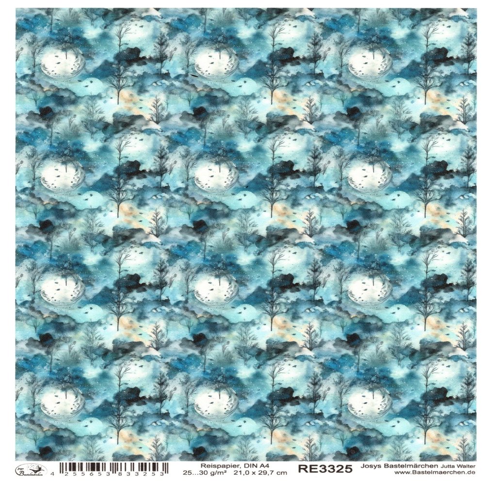 Josy's Bastelmärchen A4 Rice Paper, Straw Silk Decoupage Forest Background RE3325