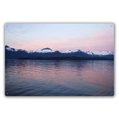 Alaska Sunset Sitkine Icefield Metal Wall Sign