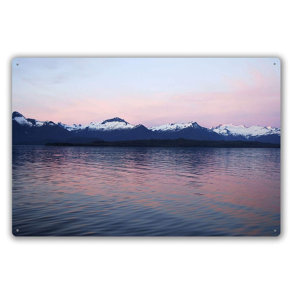 Alaska Sunset Sitkine Icefield Metal Wall Sign