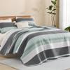 Litanika California King Bedding Set for King-Size Beds, Sage Green Oversized Striped Quilt, Soft Lightweight Quilted Set view 1