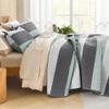 Litanika California King Bedding Set for King-Size Beds, Sage Green Oversized Striped Quilt, Soft Lightweight Quilted Set view 2