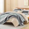 Litanika California King Bedding Set for King-Size Beds, Sage Green Oversized Striped Quilt, Soft Lightweight Quilted Set view 4