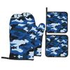 Oven Mitt and Potholders, 4-Piece Set, Blue view 1