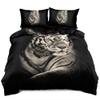 DXHOME 3D Black Tiger Reversible Duvet Cover Set, Microfiber, Zipper, 135 x 200 cm + 1 Pillowcase view 1