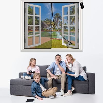 Black Magnetic Insect Screen for Windows, 140 x 135 cm