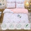 URBONUR Floral Bedding Set, King Size, Pink, 3-Piece, Spring Garden with Bee Print, Soft Microfiber view 3