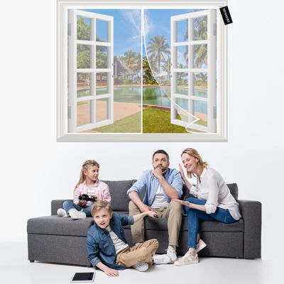 Magnetic Insect Screen for Windows 90 x 130 cm, White, No Drilling