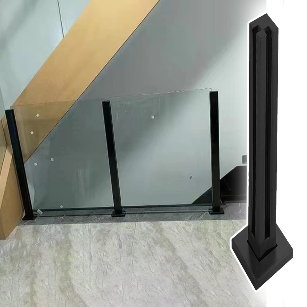 Black Glass Railing Corner Post, H-60 cm (23.6 in)