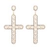 YAHOYA Long Cross Drop Earrings for Women, 14K Gold-Plated Rhinestone Fashion Jewelry view 1