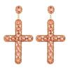 YAHOYA Long Cross Drop Earrings for Women, 14K Gold-Plated Rhinestone Fashion Jewelry view 2