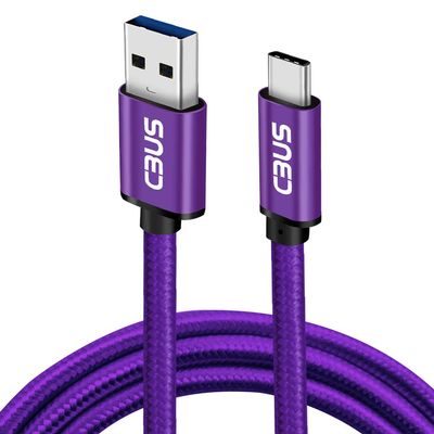 CBUS 6.6 ft USB-A to USB-C Fast Charging Cable, Purple Braided