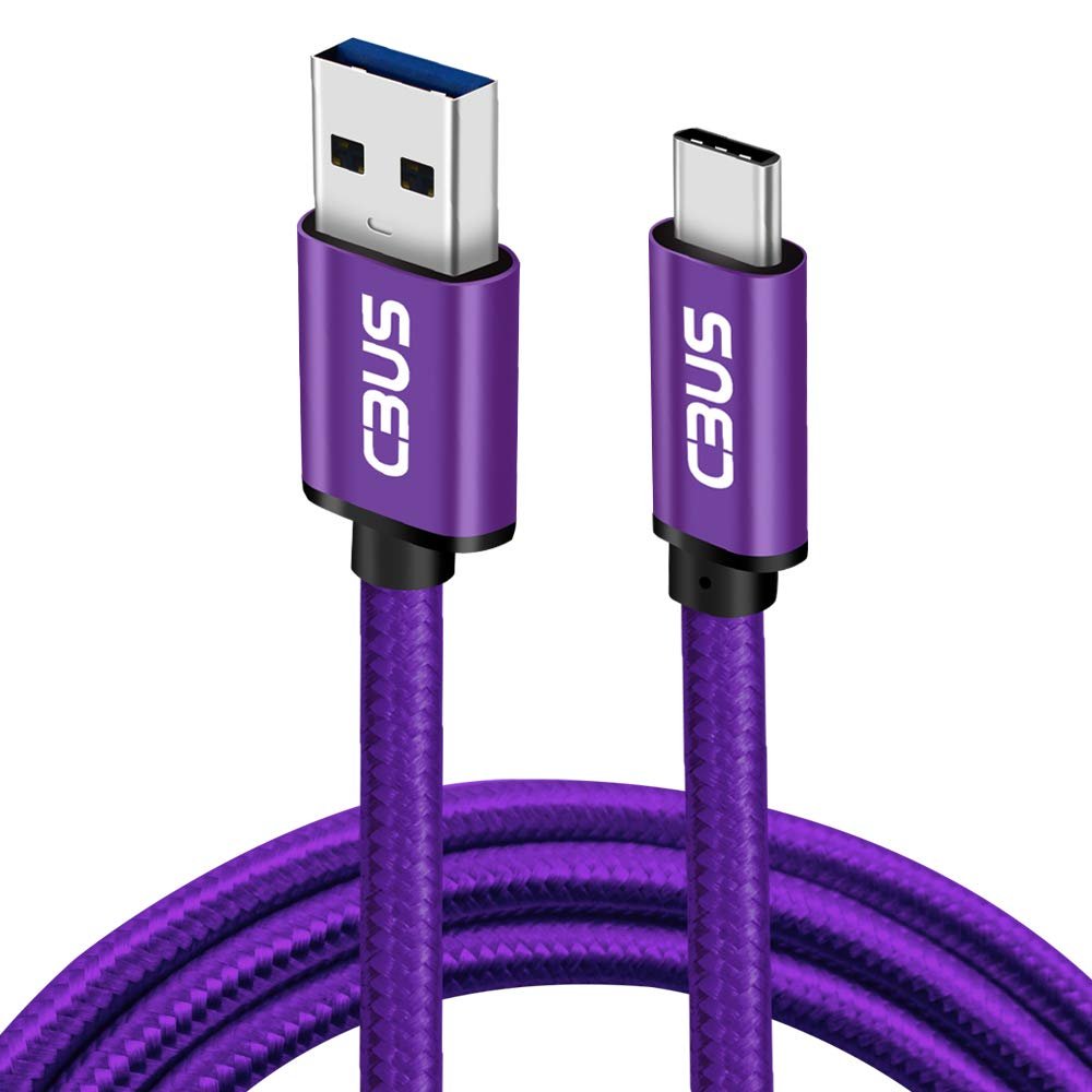 CBUS 6.6 ft USB-A to USB-C Fast Charging Cable, Purple Braided