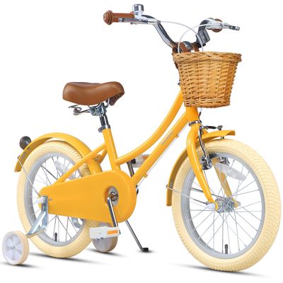 Glerc 16-Inch Girls' Bike, Retro Vintage Style, Yellow