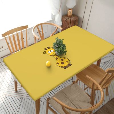 KOOLR Rectangular Tablecloth with Cartoon Giraffe Print, for 1.5 m Tables, Waterproof, Elastic, 76.2 x 152.4 cm, for Picnics, Camping, and Outdoor Use