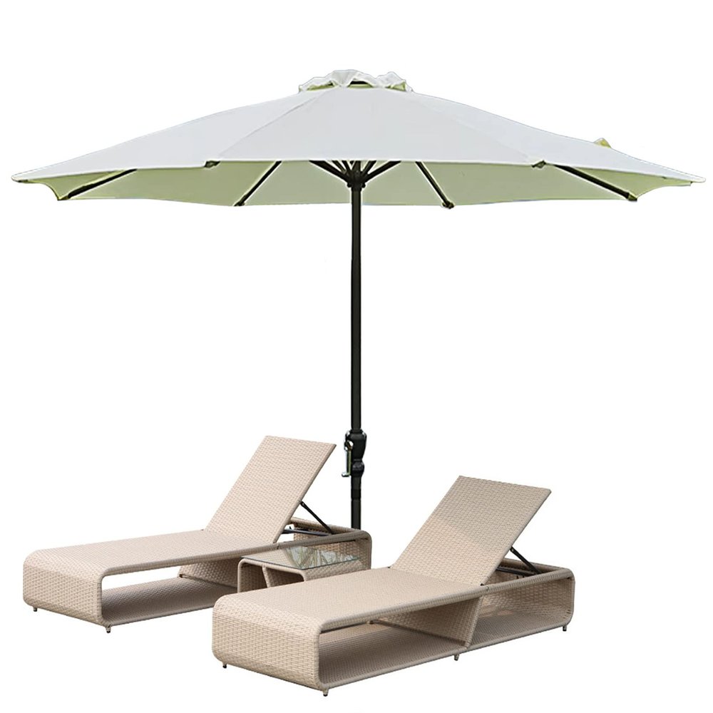 SAGIDAR 2.7 m Patio Sun Umbrella, 8 Ribs, Beige